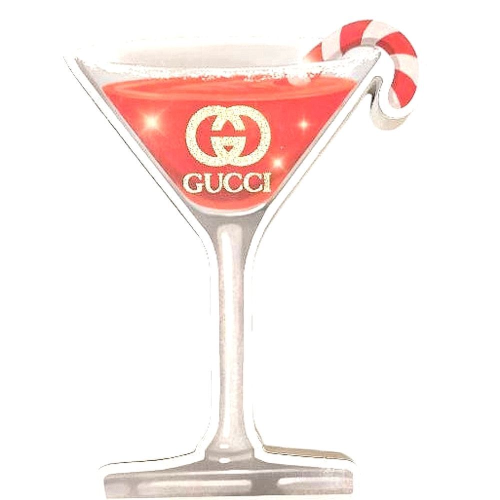 At Home Gucci Red Cocktail Glass Wooden Decor
